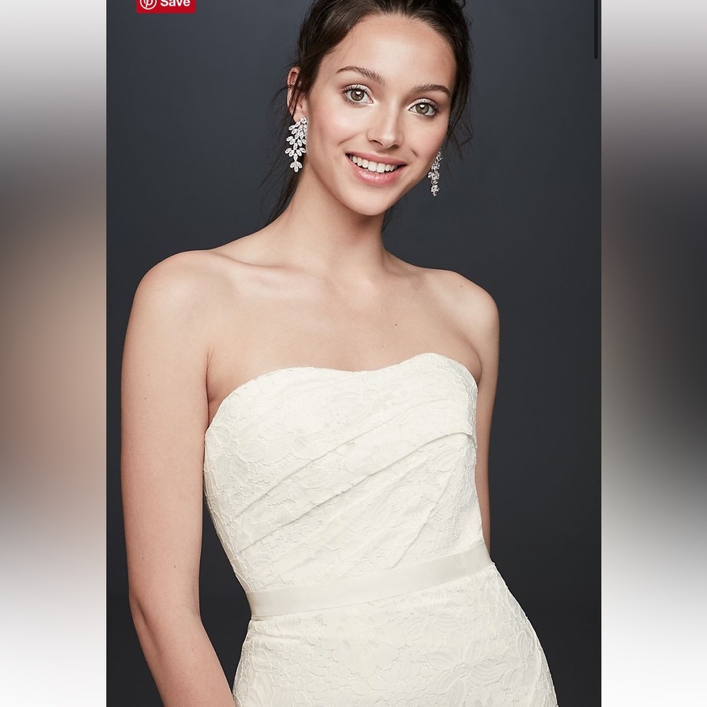 strapless floral crochet lace seamed wedding dress